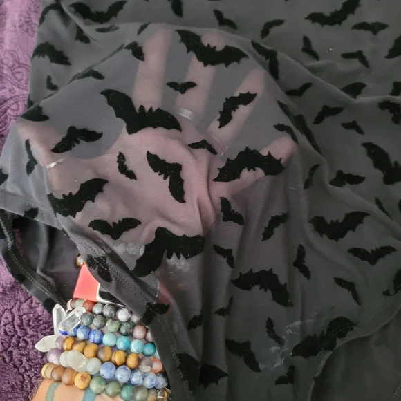 Sheer Black Bat Print Bodysuit Torrid Size 0/0X - Picture 7 of 7